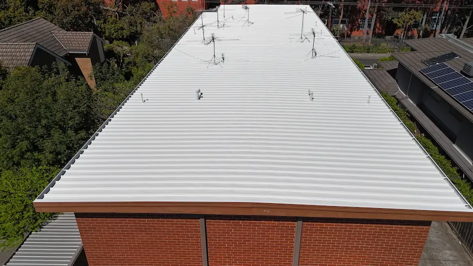Completed Noxyde system roof restoration in Peel St Kew showing clean, waterproof finish.