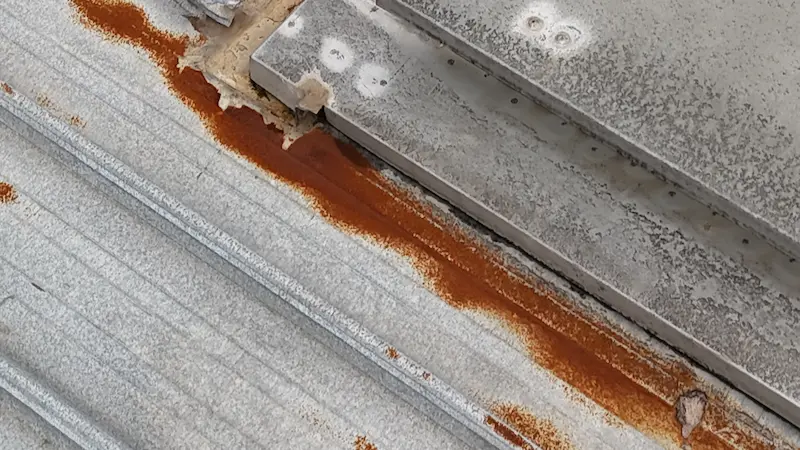 Denbigh Rd Armadale roof with visible leak points and ageing coatings before waterproofing.