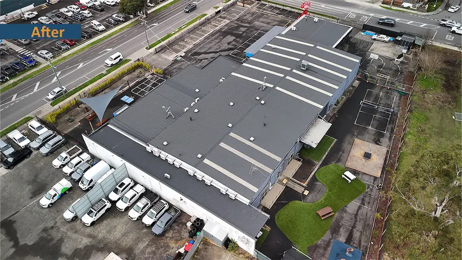 Finished commercial roof painting for long-term waterproofing and durability