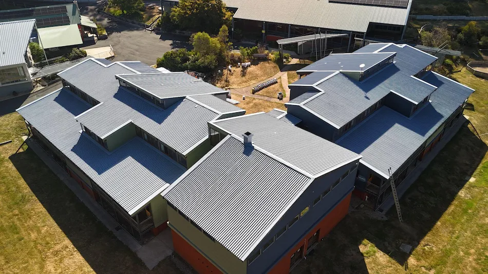 Completed waterproofing roofing membrane system at Falls Creek facility